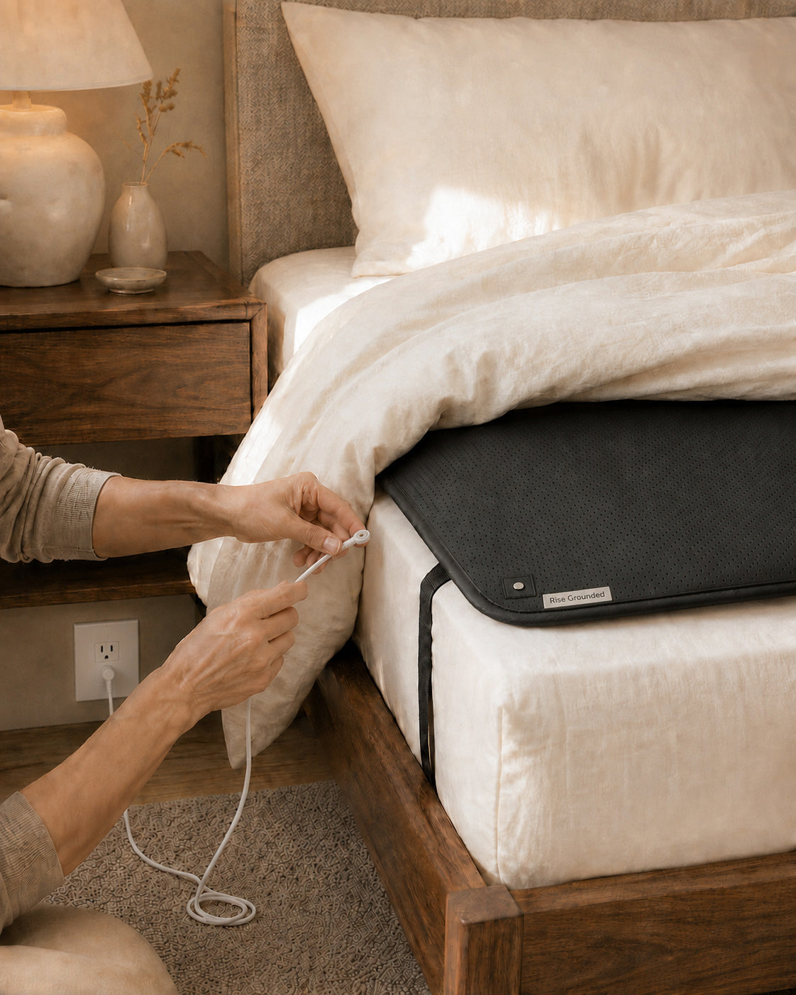 Rise Grounded mattress pad and grounding setup